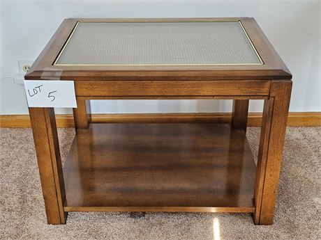 Wood & Glass Top End Table