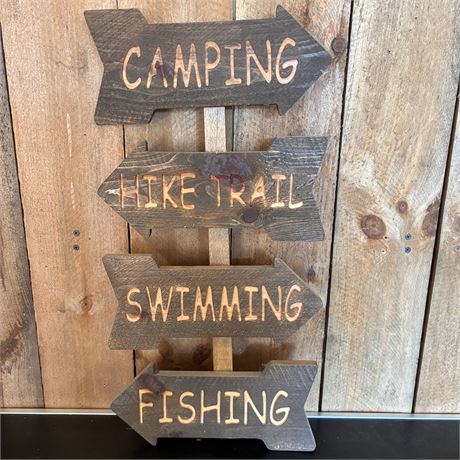 Rustic Wooden CNC Carved Camping Sign