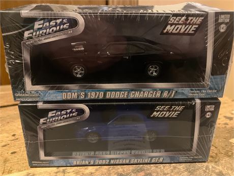 Greenlight LE Fast & Furious Diecast Model Cars in Black & Blue