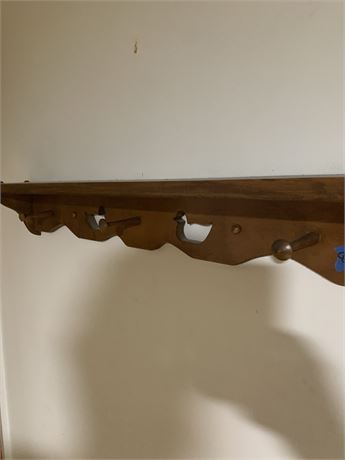 Wood Wall Accent Curio Shelf With Duck Cutout Pattern