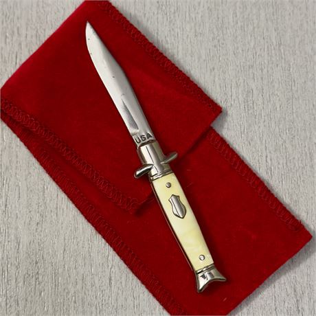 Vintage USA Small Sword Fixed Blade Lucite Handle Knife