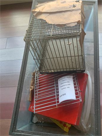 Large Aquarium & Metal Hamster Cage, Wheel & More