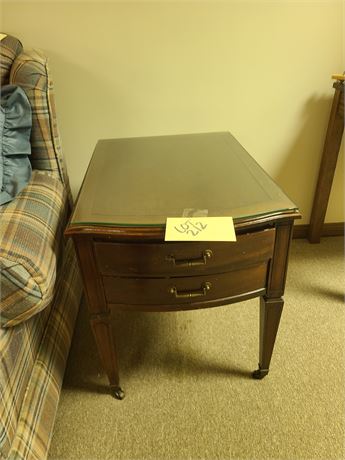 Hammary Wood End Table with Glass Protective Top