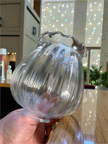 MCM Brass Chandelier Base, Ribbed/Fluted Glass Globes & More