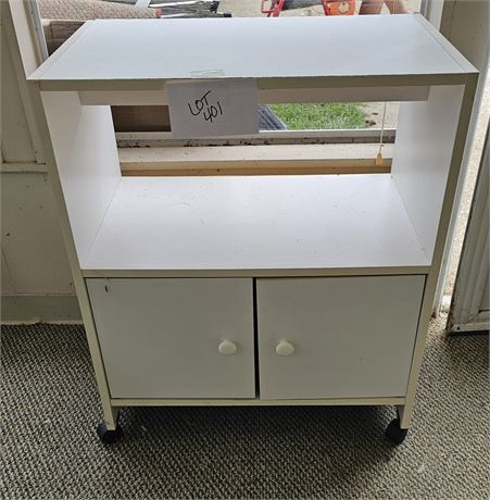 White Microwave Cart