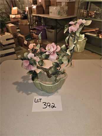 Vintage Jade Glass Bonsai Tree