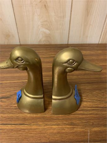 Leonard Solid Brass Large Mallard Duck Pair Book End Set Bookends