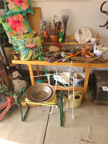 Garden & Home Decor Cleanout: Throw Pillows/Plant Stand/Pots/Tools & More