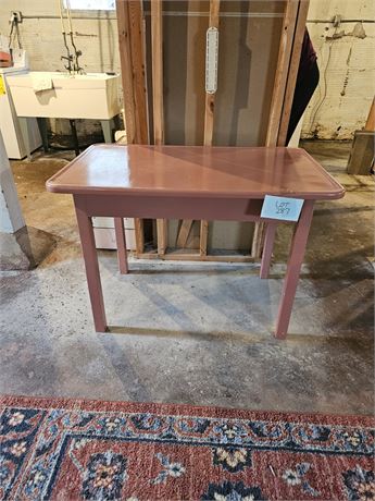 Vintage 1950's Painted Enamel Top Table No Drawer