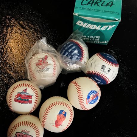 1995 Cleveland Indians Baseballs, Burger King FotoBall, Dudley Softball