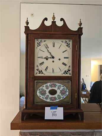 West Germany Federal Style Repro Reverse Transfer Wood Mantle Clock