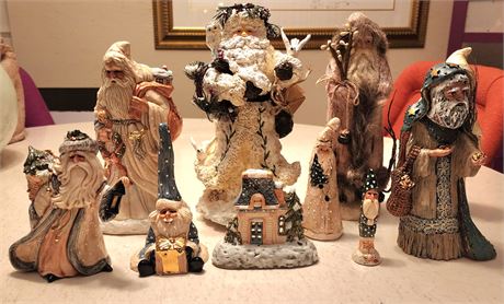 Ceramic/Wood Santas