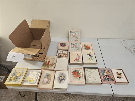 Box Full of Vintage Boxed Cards & Notes - All Seasons / Xmas / Floral & More