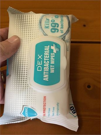 DEX Antibacterial Wet Wipes - 60 Wipes In A Pack - 24 Packs Total
