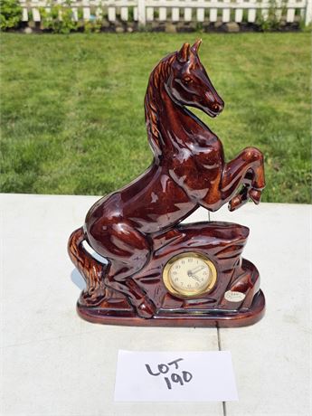 S&G Keramik Brown Glaze Horse Clock