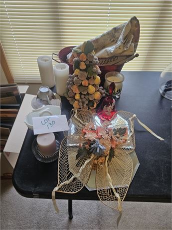 Mixed Decor Lot- Candles, Ruby Bell, Wall Decor & More