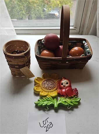 Longaberger Baskets, 1974 Miller Studio Chalkware Wall Hanging & More