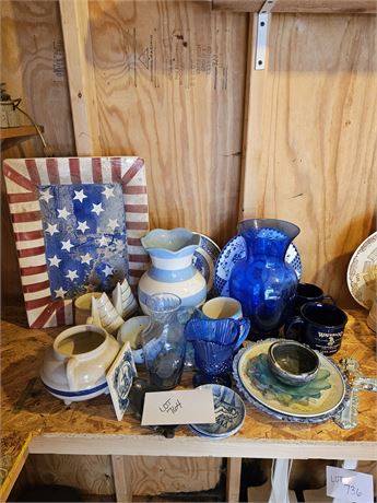 Large Collection of Mixed Blue Pottery & Glass - Vases / Plates / Decor & More