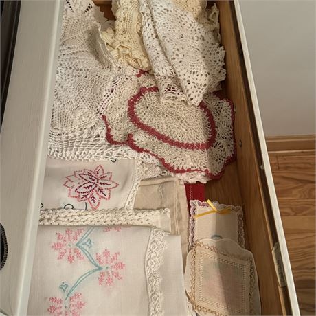 Vintage Table Linens Drawer Cleanout - Doilies, Embroidered Pieces and More