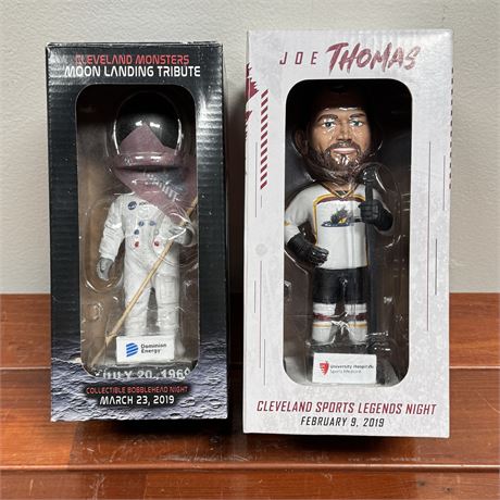 Cleveland Monsters Bobbleheads - Joe Thomas and Moon Landing Tribute