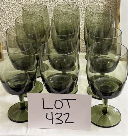 Green Wine Glass Set of 9