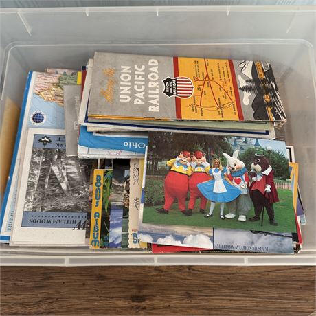 Medium Tote Filled with Travel Maps and Souvenir Postcards