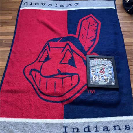 Cleveland Indians Chief Wahoo Throw Blanket and Wall Hanging