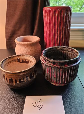 Mixed Pottery Lot: Drip Glaze, Clay & More,Sizes & Styles Vary