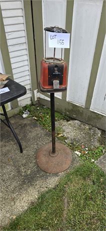 Antique One Cent Penny Coin Op Bubble Gum Machine - Missing Globe