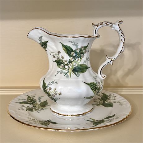 Hammersly Bone China Pitcher and Matching Drip Plate - 7" Total Height