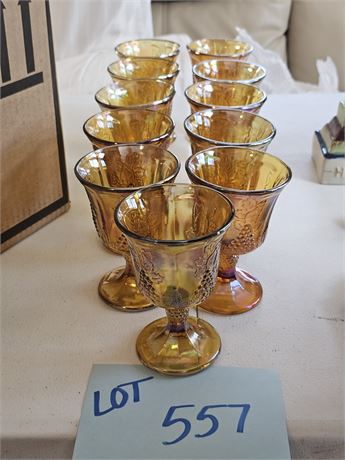 Indiana Amber Grape Pattern Goblets - Set of 11