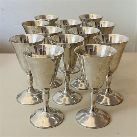 Vintage Plator Spain Silverplate Sherry Goblets, Set of 12 - 5.25"