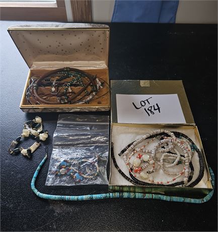 Mixed Native Western Jewlery Lot- Turquoise, Beads, Leather & More