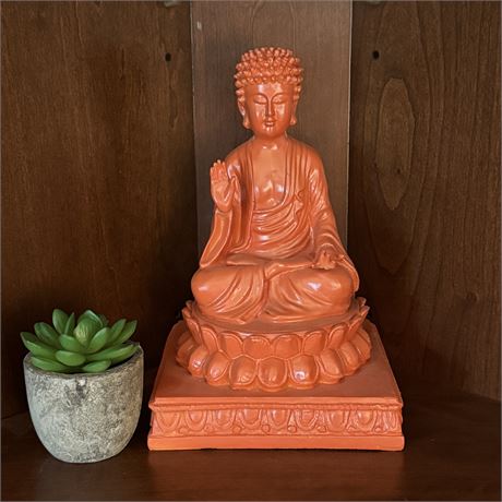Mid-Century Style Painted Plaster Buddha Sculpture - 8.5"H