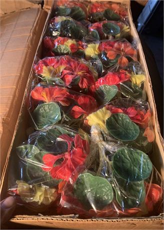 I.A.C. Decorative Artificial Tropical Hibiscus Flowers W/Leaves Box of 12 Dozen