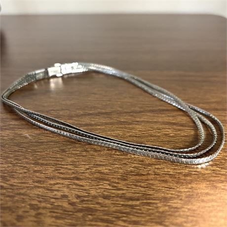 Vintage Lisner Triple Strand Silver-Tone Choker Necklace