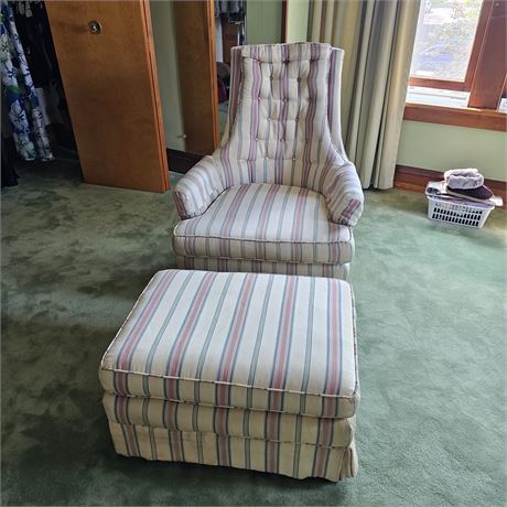 Striped Chair w/Matching Ottoman