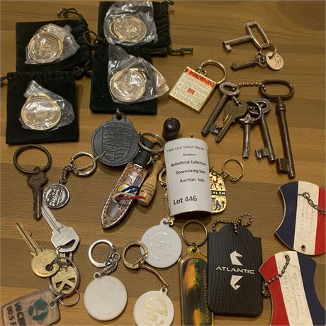 Collectible Vintage Keys, Key Chains/Rings, Luggage Tag Lot