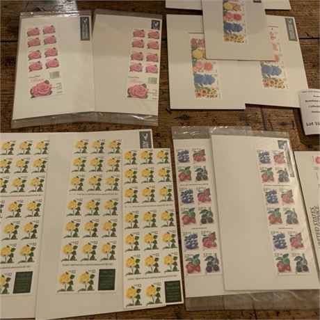 14 US Postal Stamp Sealed Packs In Floral & Fruit Designs