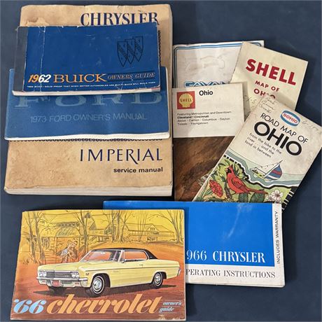 Vintage Car Manuals and Gas/Oil Maps