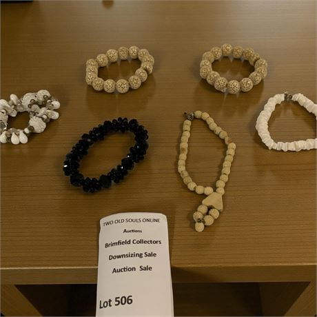 Carved Bone Beaded Prayer Bracelets, Tribal Bone Bead Bracelet & More