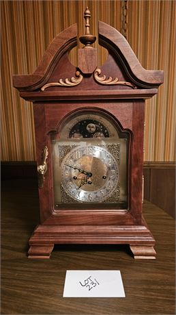 Signed BE Bale Wood Mantel Clock Runs W/ Key