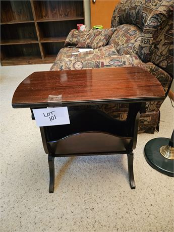 Antique Wood Side Table - Magazine Rack