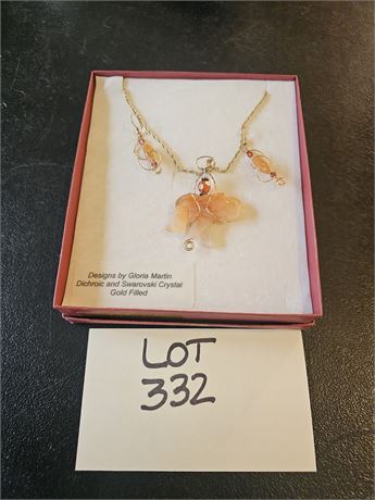 Gloria Martin Swarovski Crystal & Dichroic Necklace & Earring Set