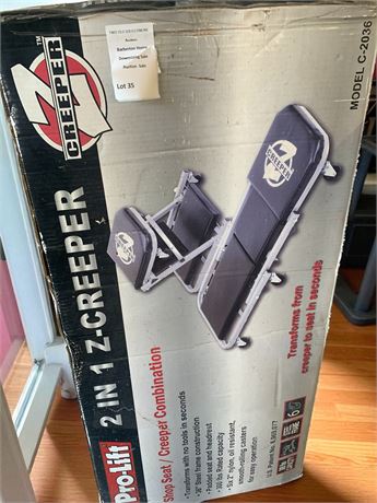 Pro-Lift 2-in-1 Z-Creeper, Model C-2036 Shop Seat & Creeper In Original Box