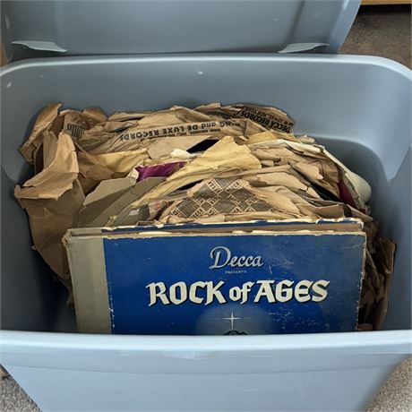 Tote of Antique 10" 78 RPM Shellac Records (Bin Included)