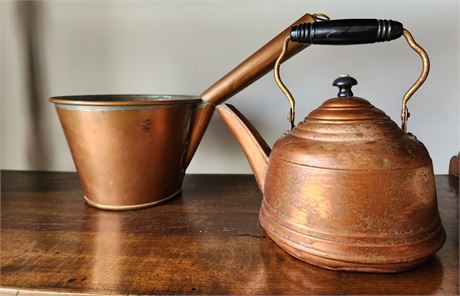 Copper Confectionery Pan Pot & Tea Kettle