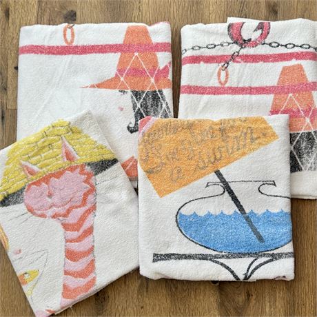1960s Beach Towels Lot of 4