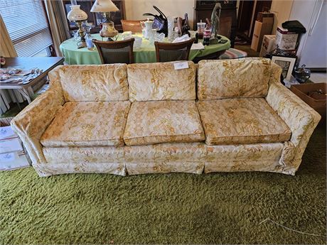 Gilliam Custom Made Plush Orange & Cream Color Floral Couch