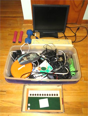 Cleanout Lot: Monitor, Tote of Miscellaneous, Game, Etc